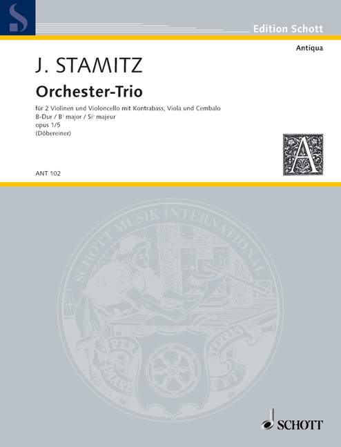 Orchester-Trio B-Dur op. 1/5&nbsp;&nbsp;für 2 Violinen und Violoncello mit Kontrabass, Viola und Cembalo (Klav&nbsp;&nbsp;Partitur und Stimmen