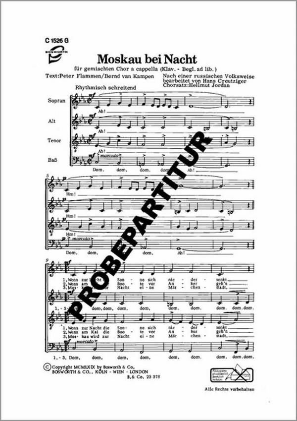 Moskau bei Nacht  für gem Chor und Klavier  Chorpartitur
