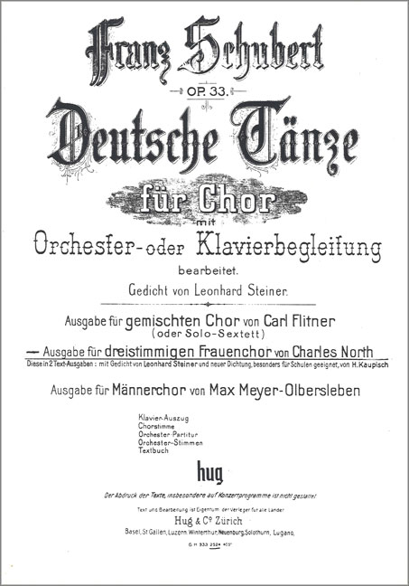 DEUTSCHE TAENZE FUER SSA CHOR UND&nbsp;&nbsp;ORCHESTER, OP. 33&nbsp;&nbsp;PARTITUR (=KLAVIERAUSZUG)