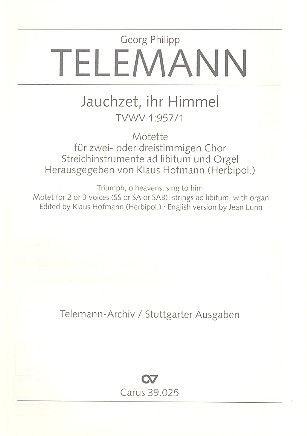 JAUCHZET, IHR HIMMEL FUER SA CHOR&nbsp;&nbsp;UND BASSO CONTINUO&nbsp;&nbsp;PARTITUR (DT)
