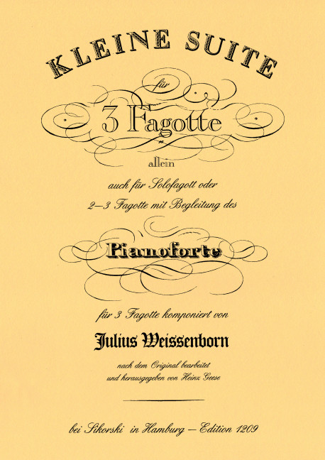Kleine Suite für 3 Fagotte oder  Fagott und Klavier  Partitur und 4 Stimmen