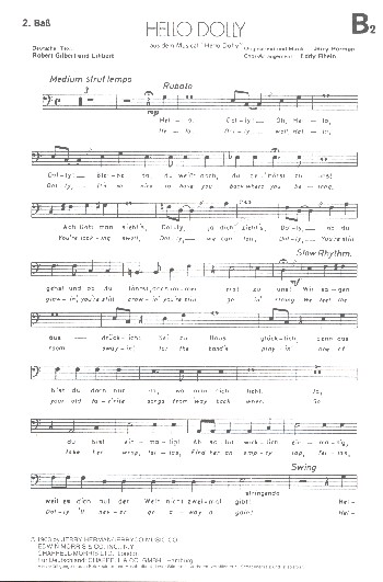 Hello Dolly&nbsp;&nbsp;für Männerchor und Klavier&nbsp;&nbsp;Bass 2