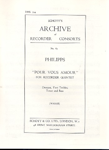 Pour vous amour  for 5 recorders (SAATB)  score