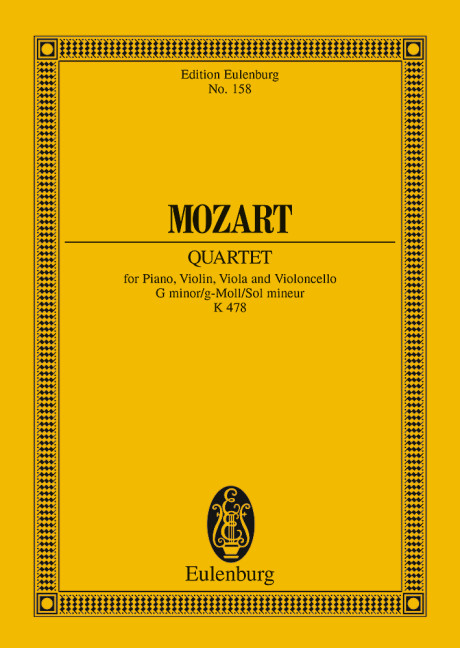 Quartett g-Moll KV478&nbsp;&nbsp;für Klavier, Violine, Viola und Violoncello&nbsp;&nbsp;Studienpartitur