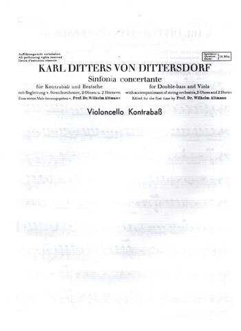 Sinfonia concertante D-Dur  für Viola, Kontrabass und Orchester  Violoncello/Kontrabass