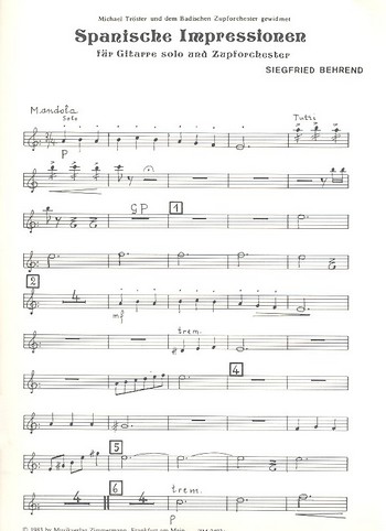 Spanische Impressionen  für Gitarre und Zupforchester  Mandola