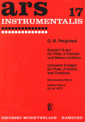 Konzert G-Dur für Flöte,  2 Violinen und Bc  Partitur (= Cembalo)