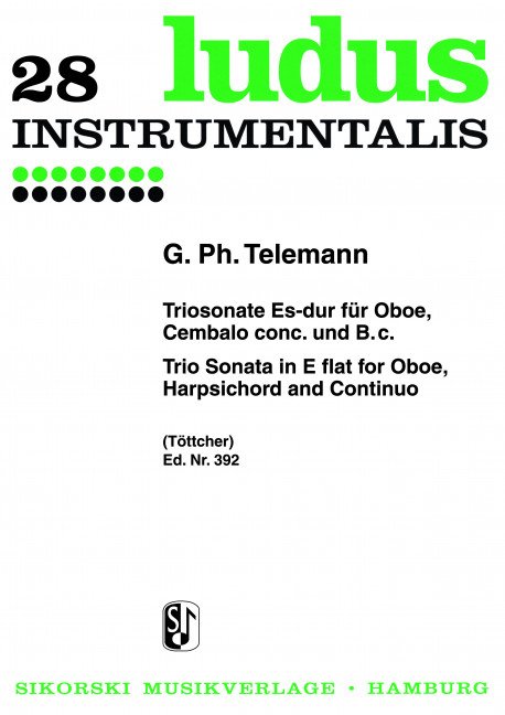 Triosonate Es-Dur für Oboe,&nbsp;&nbsp;konzertierendes Cembalo und Bc&nbsp;&nbsp;Partitur und Stimmen