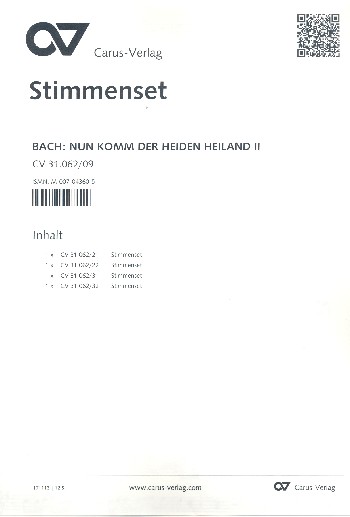 Nun komm der Heiden Heiland Nr.2&nbsp;&nbsp;Kantate Nr.62 BWV62&nbsp;&nbsp;Harmonie