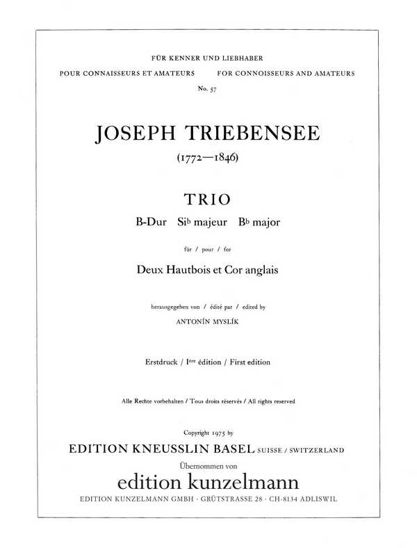 Trio B-Dur&nbsp;&nbsp;für 2 Oboen und Englischhorn&nbsp;&nbsp;Stimmen