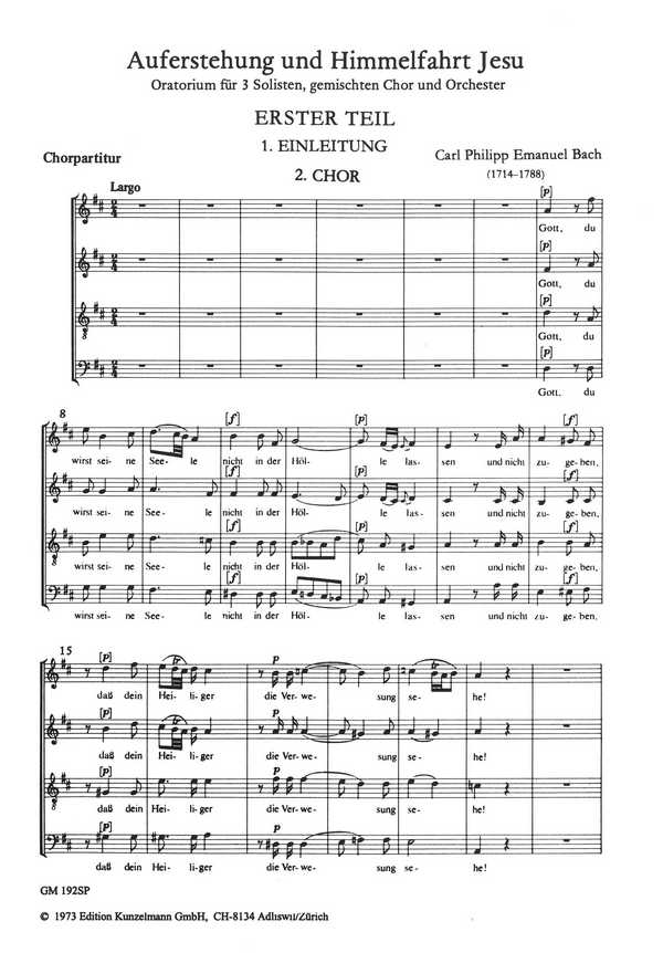 Auferstehung und Himmelfahrt Jesu - Oratorium  für Soli (SATB), Chor und Orchester  Chorpartitur