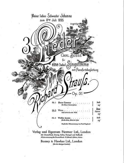 Wenn ('If thou wert my love')&nbsp;&nbsp;für Tenor und Klavier (dt/en)&nbsp;&nbsp;