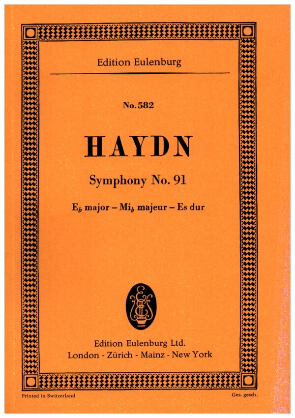 Symphony in E Flat Major no.91 Hob.I:91&nbsp;&nbsp;for orchestra&nbsp;&nbsp;Miniature score