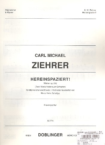 Hereinspaziert  op.518&nbsp;&nbsp;für Männerchor und Klavier&nbsp;&nbsp;Partitur