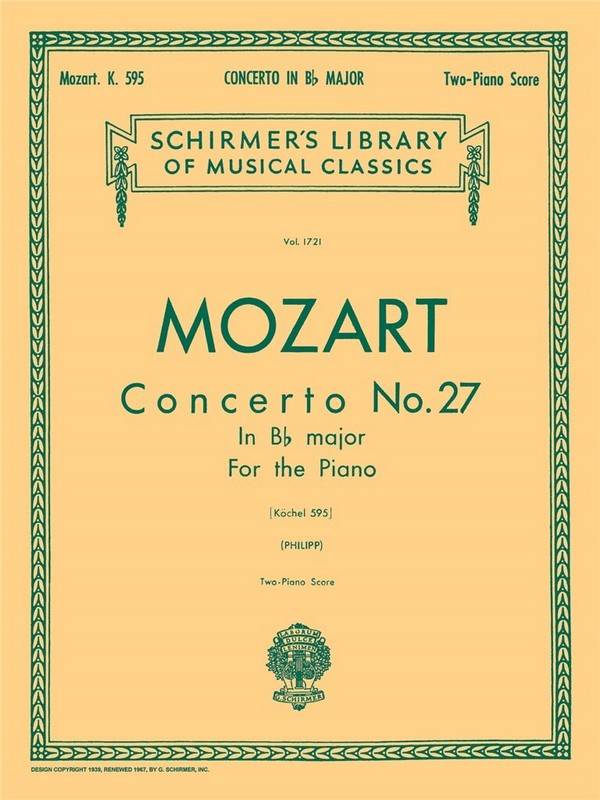 Concerto b flat major KV595 for&nbsp;&nbsp;2 pianos&nbsp;&nbsp;2-piano score