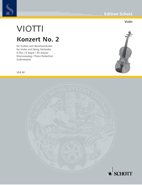 Konzert No. 2 E-Dur  für Violine und Streichorchester, 2 Oboen und 2 Hörner ad libitum  Klavierauszug mit Solostimme