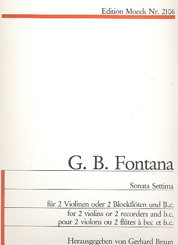 Sonata settima für 2 Violinen  und Bc  Partitur und 3 Stimmen