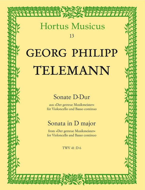 Sonate D-Dur TWV41:D6&nbsp;&nbsp;für Violoncello und Bc&nbsp;&nbsp;