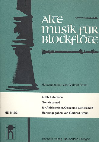 Sonate a-Moll&nbsp;&nbsp;für Altblockflöte, Oboe und Bc&nbsp;&nbsp;Partitur und Stimmen