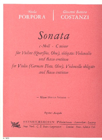 Sonata c-Moll  für Violine, obligates Violoncello und Bc  Partitur und Stimmen