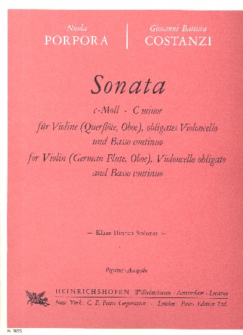 Sonata c-Moll&nbsp;&nbsp;für Violine, obligates Violoncello und Bc&nbsp;&nbsp;Partitur und Stimmen