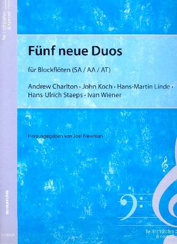 5 neue Duos  für 2 Blockfloeten (SA,AA,AT)  Spielpartitur