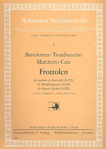 Frottolen&nbsp;&nbsp;für 4 Blockflöten (SATB)&nbsp;&nbsp;Partitur