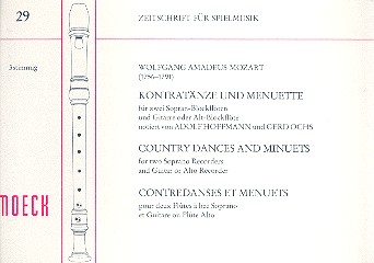 Kontratänze und Menuette   für zwei Sopranblockflöten und Gitarre  Partitur