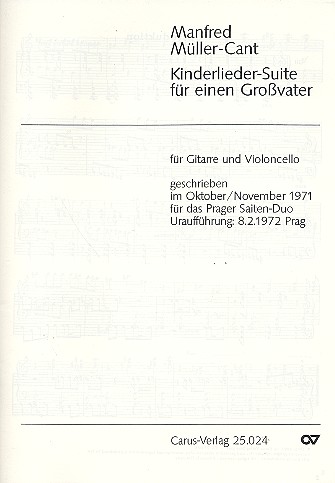 Kinderlieder-Suite für einen Grossvater  für Gitarre und Violoncello  Spielpartitur