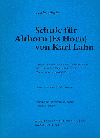 Leichtfassliche Schule&nbsp;&nbsp;für Althorn (Es-Horn)&nbsp;&nbsp;