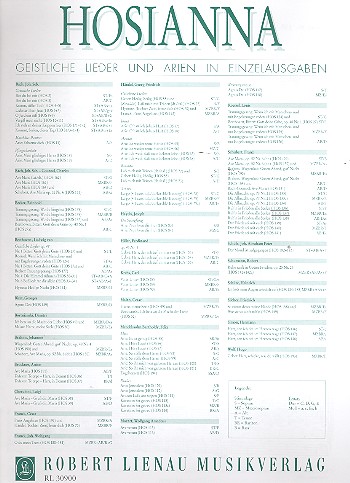 Ruhn in Frieden alle Seelen&nbsp;&nbsp;Für Sopran (Tenor) und Klavier&nbsp;&nbsp;Hosianna 136