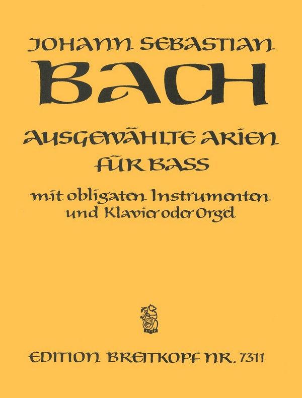 Ausgewählte Arien&nbsp;&nbsp;für Bass mit obligaten Instrumenten und Klavier (Orgel)&nbsp;&nbsp;
