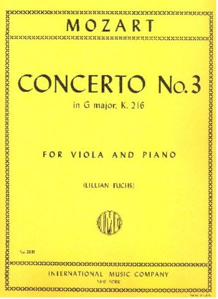 Concerto g major KV216 no.3&nbsp;&nbsp;for viola and piano&nbsp;&nbsp;