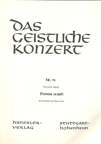 Domine exaudi orationem meam&nbsp;&nbsp;für Bass, 4 Posaunen und Bc&nbsp;&nbsp;Partitur