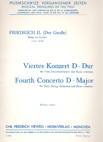 Konzert D-Dur Nr.4  für Flöte und Streichorchester  Partitur (= Cembalo / Klavier)