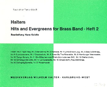Halters Hits and Evergreens Band 2&nbsp;&nbsp;für Blasorchester&nbsp;&nbsp;Tenorsaxophon 2 (= 3. Sax-Stimme)