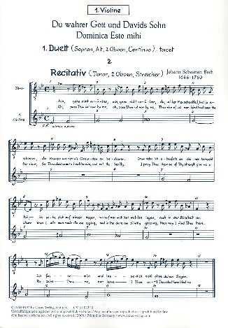 Du wahrer Gott und Davids Sohn&nbsp;&nbsp;Kantate Nr.23 BWV23&nbsp;&nbsp;Violine 1