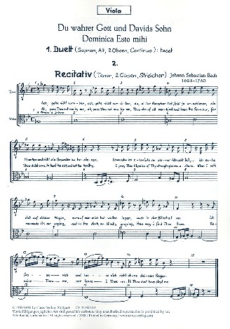 Du wahrer Gott und Davids Sohn&nbsp;&nbsp;Kantate Nr.23 BWV23&nbsp;&nbsp;Viola
