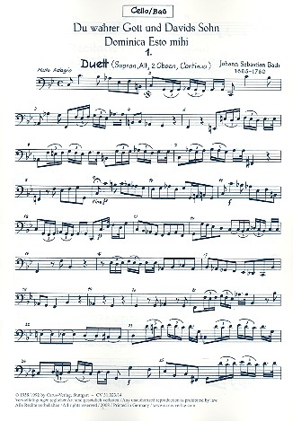 Du wahrer Gott und Davids Sohn&nbsp;&nbsp;Kantate Nr.23 BWV23&nbsp;&nbsp;Bc (Violoncello / Kontrabass / Fagott)