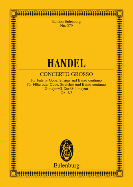 Concerto grosso g major op.3,3  for oboe and strings  Miniature score