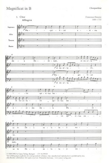 Magnificat B-Dur f&nbsp;&nbsp;ür gem Chor und Streicher&nbsp;&nbsp;Chorpartitur