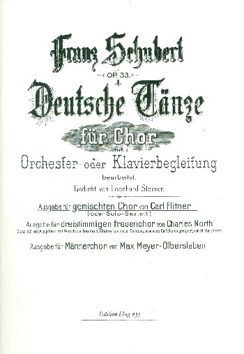 Deutsche Tänze op.33 für&nbsp;&nbsp;gem Chor und Klavier&nbsp;&nbsp;Partitur (dt)