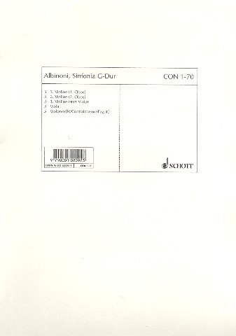 Sinfonia&nbsp;&nbsp;für Streichorchester und Bläser (2 Oboen und Fagott) ad libitum&nbsp;&nbsp;Stimmensatz - 5 Violinen I/Oboen I, 5 Violinen II/Oboen II, 3 Violinen