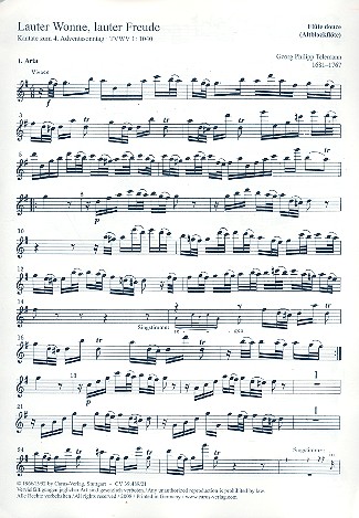 Lauter Wonne lauter Freude&nbsp;&nbsp;für Sopran, Blockflöte und Bc&nbsp;&nbsp;Blockflöte