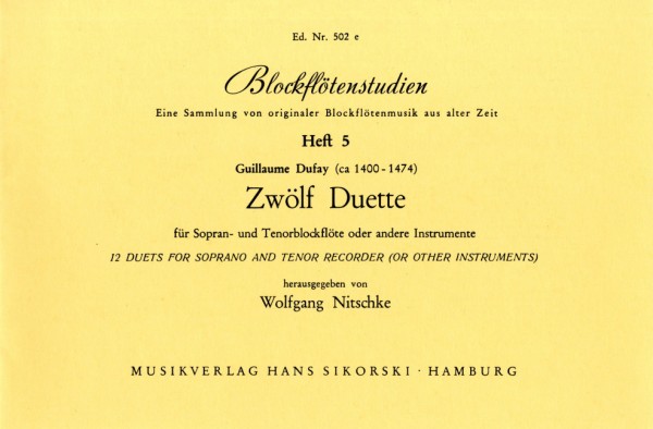 Blockflötenstudien Band 5  12 Duette  