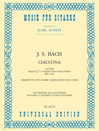 Ciaccona aus der Partita Nr.2&nbsp;&nbsp;BWV1004 für Violine solo&nbsp;&nbsp;für Gitarre