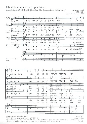 Ich steh an deiner Krippen hier  für gem Chor (SATTB) und Bc  ad lib.,   Partitur (dt)