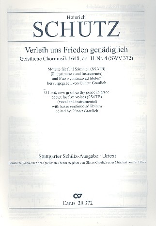 Verleih uns Frieden gnädiglich SWV372&nbsp;&nbsp;für SSATB und/oder 5 Instrumente,&nbsp;&nbsp;Partitur ohne Umschlag
