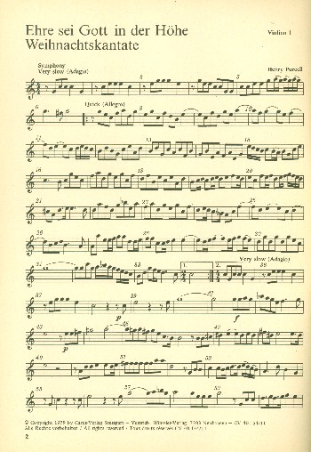 Ehre sei Gott in der Höhe&nbsp;&nbsp;für Soli, gem Chor und Orchester&nbsp;&nbsp;Violine 1