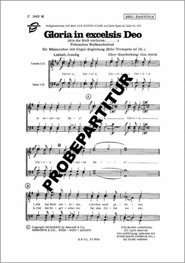 Gloria in excelsis deo  für Männerchor und Orgel  Orgelpartitur